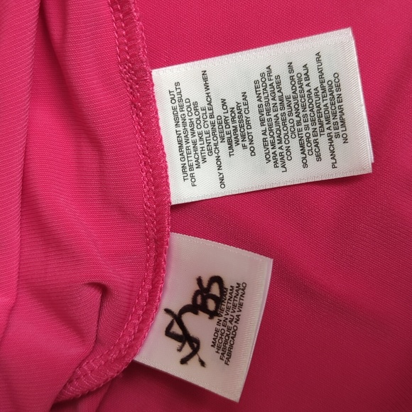 Jones NY Signature Tab Sleeve Button Down Blouse M Black Hot Pink - Picture 3 of 16